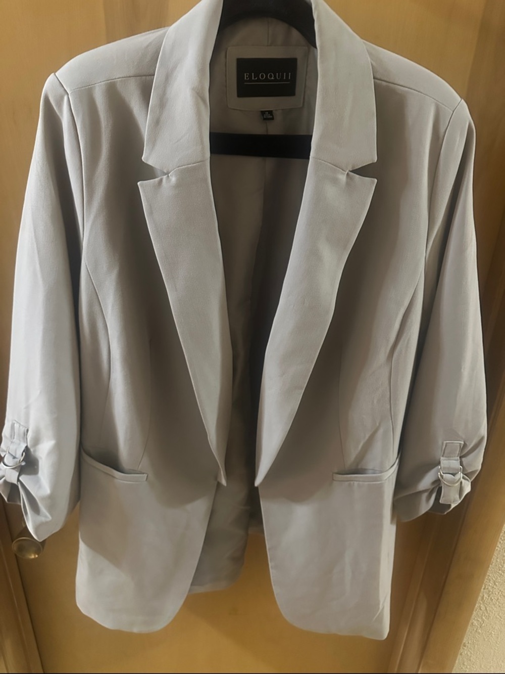Eloquii Light Gray Open-Front Tailored Blazer